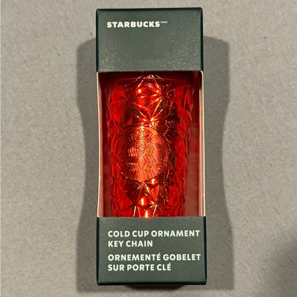 Starbucks Cold Cup Keychain Ornament - 2023 Red Prism Diamond New!